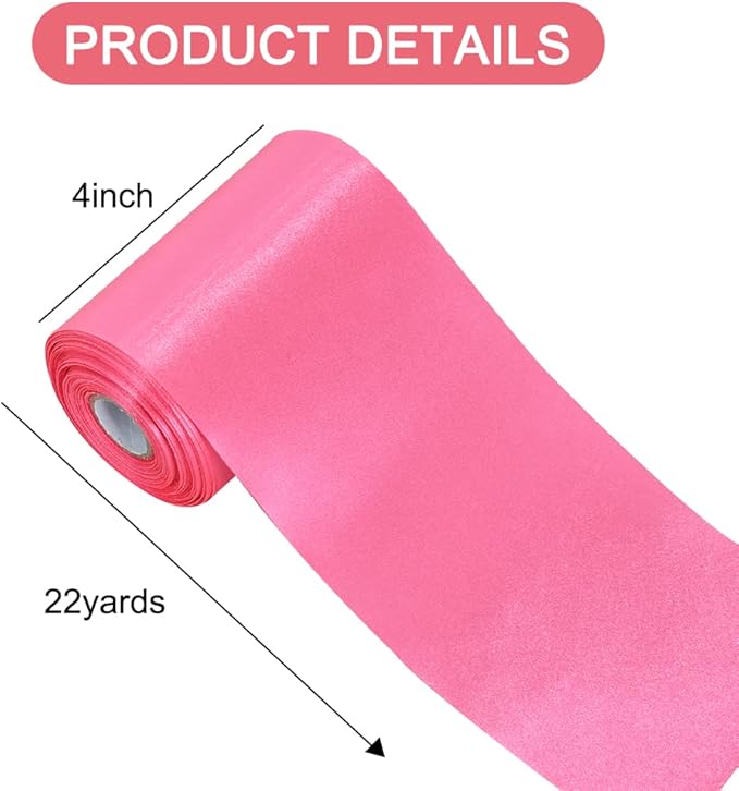 TONIFUL 4 Inch Wide Hot Pink Shocking Pink Solid Satin Ribbon 22yd Fabric Large Ribbon for Cutting Ceremony Grand Opening Chair Sashes Table Hair Car Bows Floral Craft Sewing Wedding Party Decoration