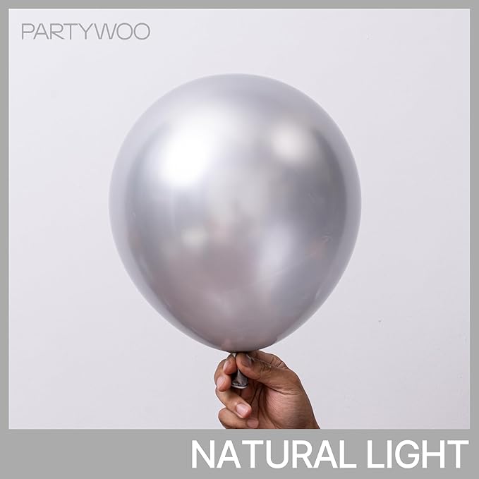 PartyWoo Silver Balloons 152 pcs Different Sizes of 18 12 10 5 Inch Silver Balloon Arch Kit Garland for Birthday Graduation Bachelorette Engagement Bridal Shower Wedding Party Decorations Silver-G102