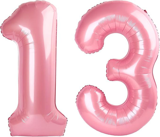 Balloon Number 40 Inch, Large Pastel Pink Number 13 Balloon Party Decorations for 1 3 31 Birthday Memorial Day, Foil Balloon for Outdoor & Indoor Wedding Supplies