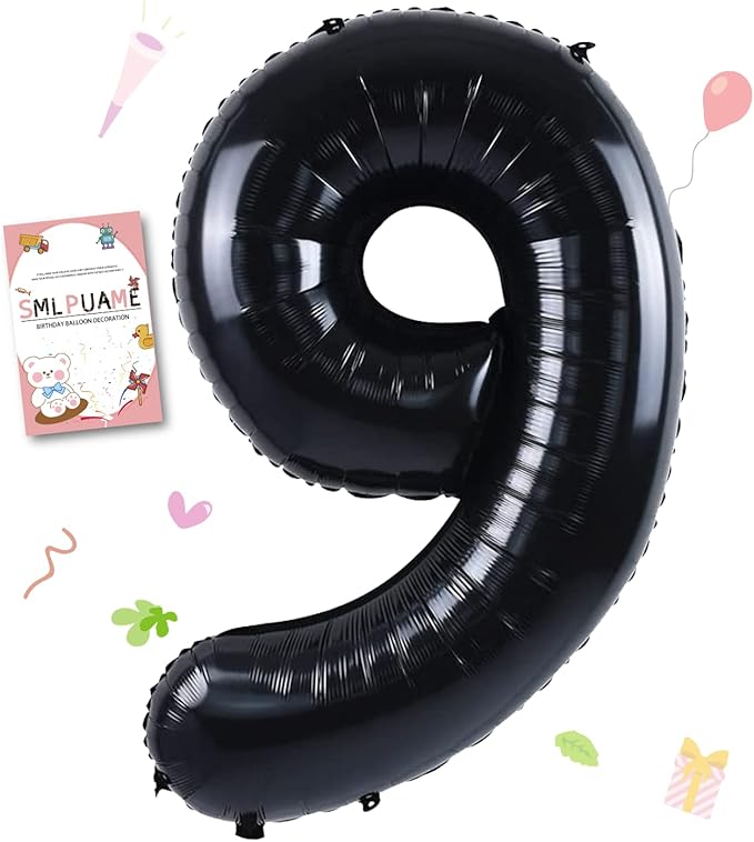 40 inch Number Balloon 0-9 Black Large Number 9 Balloons,Digital Balloons for Birthday Party Celebration Decorations Supplies, Helium Foil Number Balloons for Wedding Anniversary