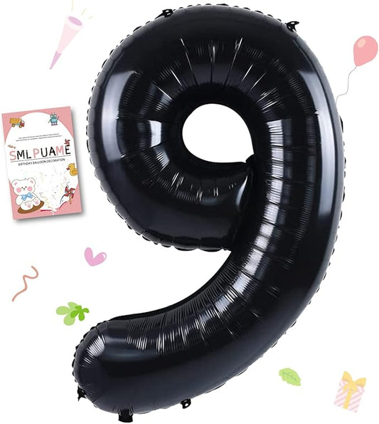 40 inch Number Balloon 0-9 Black Large Number 9 Balloons,Digital Balloons for Birthday Party Celebration Decorations Supplies, Helium Foil Number Balloons for Wedding Anniversary