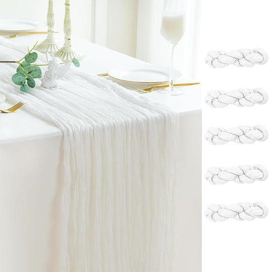Sioloc Ivory White Cream Cheesecloth Table Runner 120'' x 35'',Spring Easter Decor Soft Gauze Boho Wedding Table Decor for 10ft Table Birthday Party,Baby Shower, Bridal Shower, Home & Event Decor