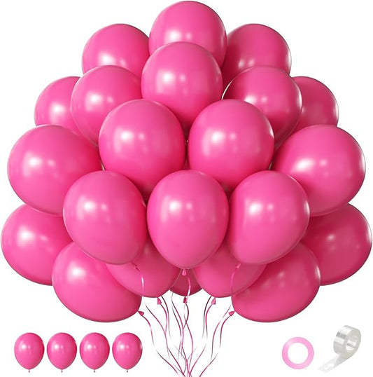 Hot Pink Balloons 60 PCS 12 Inch Magenta Fuchsia Dark Pink Balloon for Birthday Party Baby Shower Bridal Shower Valentine's Day Arch Kit Garland