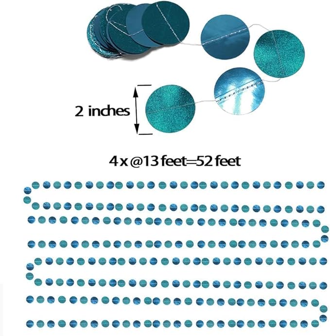 Cheerland Teal Blue Garland Hanging Party Decorations Baby Shower Banner Backdrop Wedding Decor Metallic Dot Streamer Party Birthday Decor Teal Wedding Reception Decorations Under The Sea Theme