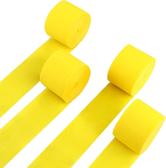 4 Rolls Crepe Paper Gold Streamers – Perfect for Streamers Party Decorations, Wedding, Birthday, Colored Decor, and DIY Craft Supplies(1.8 Inch x 82 Ft/Roll)