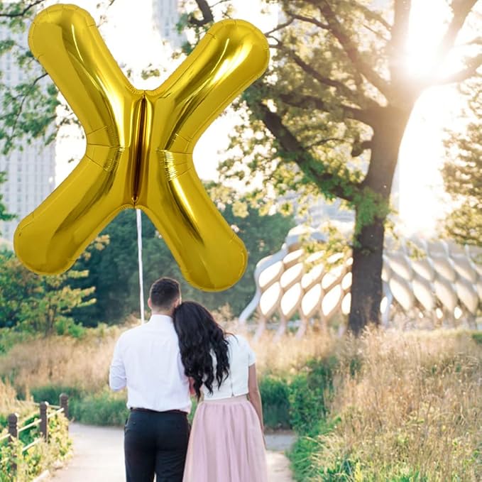 TONIFUL 40 Inch Large Gold Letter X Balloons - Helium Filled Foil Mylar Big Balloons for 2026 New Year Eve Graduation Wedding Baby Shower Birthday Party & Anniversary Decorations