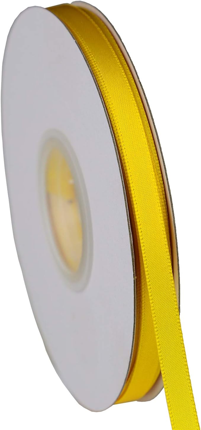 ITIsparkle 1/4" Inch Double Faced Satin Ribbon 50 Yards-Roll Set for Gift Wrapping Scrap Books Party Favor Hair Braids Baby Shower Decoration Floral Arrangement Craft Supplies, Maize Ribbon