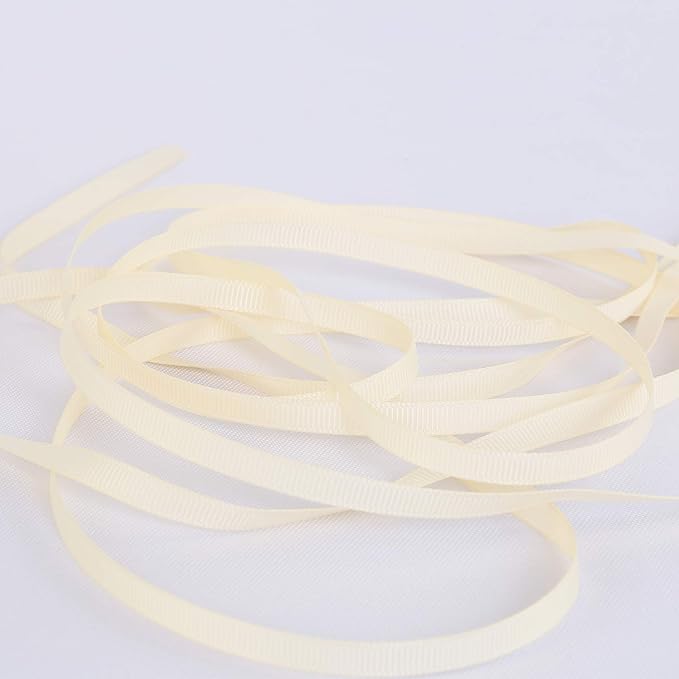 Ribbonitlux 1/4" Wide Solid Grosgrain Ribbon 25 Yards (810-Ivory）, Set for Gift Wrapping, Party Decor, Sewing Applications, Wedding and Craft