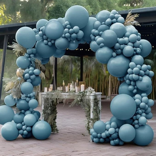Dusty Blue Balloon Double Stuffed Slate Baby Blue Balloons Different Sizes 18/12/5 Inch Pastel Balloon Arch Kit for Birthday Baby Shower Gender Reveal Wedding Graduation Party Decorations