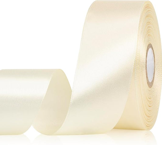 Ivory Ribbon 1-1/2 Inch 30 Yards Cream Satin Ribbon for Flower Bouquet, Fabric Ribbon for Gift Wrapping Crafts Hair Accessories Sewing Wedding Christmas
