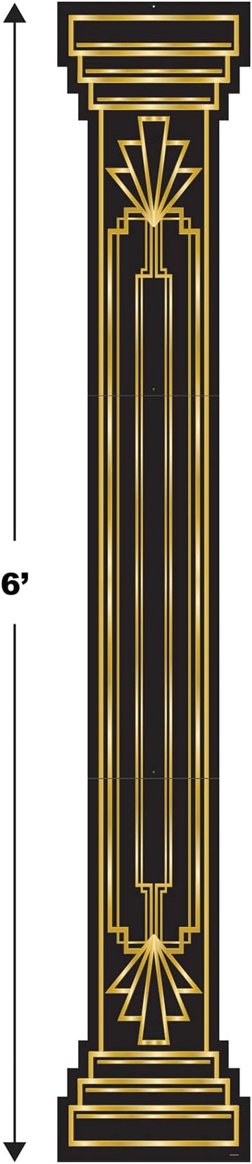 Beistle 4 Piece Roaring 20's Column Pull Down Cut Outs 1920's Theme Awards Night Party Decorations, Black/Gold