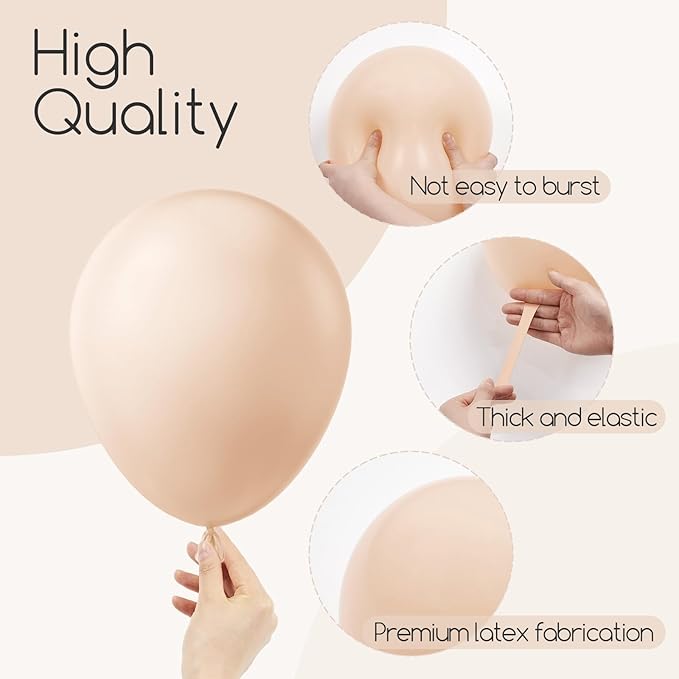 Awenztech 110pcs Nude Balloon Arch Garland Kit, 18 12 10 5 inch Apricot Balloons Different Sizes for Birthday Party Decorations