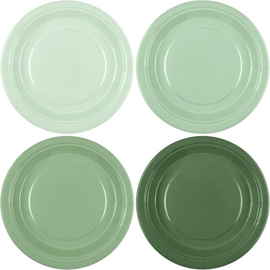 Breroa 72 Pieces Sage Green Paper Plates 7 Inch Disposable Dessert Plates Sage Green Birthday Decorations Heavy Duty Gradient Paper Plate Table Decor for Bridal Baby Shower Wedding Party Supplies