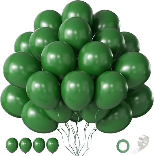 Green Balloons 60 PCS 12 Inch Dark Green Balloons Emerald Hunter Forest Green Balloon Kit for Birthday Baby Shower Christmas Graduation Dinosaur Jungle Theme Party Decorations