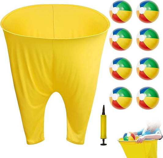 Granny Pants Yard Game, Giant Outdoor Tossing Game with Metal Ring & 8 Bouncy Balls + Air Pump, Easter Spring Funny Party Game for Family Backyard Team Building Field Day Adult Reunion(Yellow)