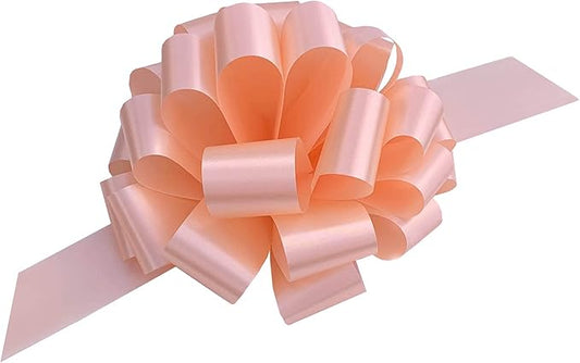 Large Peach Ribbon Pull Bows - 9" Wide, Set of 6, Gift Basket, Presents, Wreath, Mother's Day, Birthday, Baby Shower, Decoration, Classroom, Office, Christmas, Easter