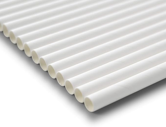 BIOZOYG 150 Pack 9 Inch White Paper Straws - Jumbo, Biodegradable & Compostable, Perfect for Smoothies, Milkshakes & More