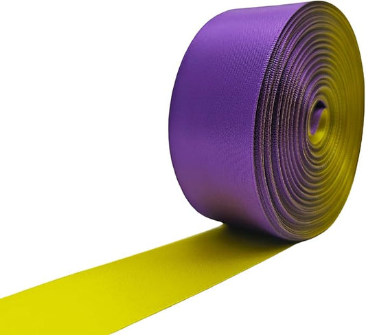Double Faced Satin Ribbon, 1-1/2 Inch 30 Yards, Purple & Yellow Two-Tone Ribbon for Gift Wrapping, Flower Bouquet, Bow, Hair, Wedding, DIY Crafts, Holiday Party Decorations