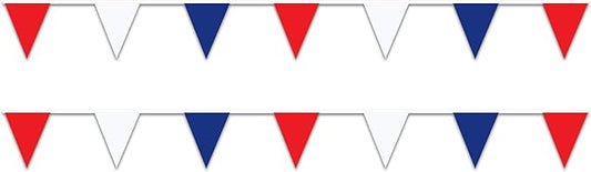 Beistle 2 Piece Indoor Outdoor Plastic Patriotic Pennant Banner 4th of July, Decorations Labor Day, USA Party Supplies
