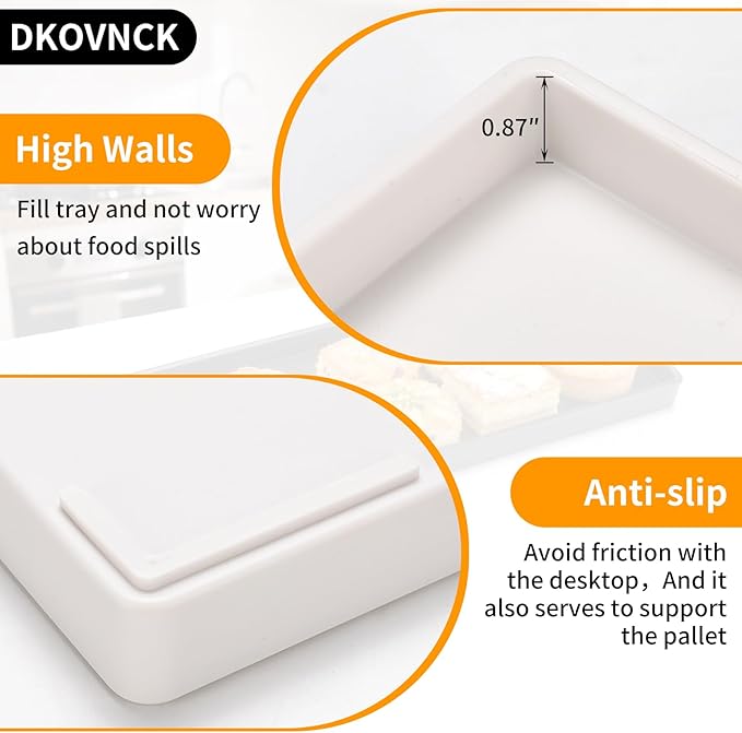 Plastic Serving Tray for Party Supplies Serving Platter for Food Reusable Platters for Catering Snack Fruit Charcuterie Appetizer Hosting Essentials (4pcs White, 13 × 4.7 in)
