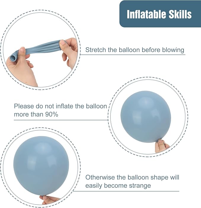 RUBFAC 135pcs Dusty Blue Balloons, Haze Blue Latex Balloon Different Sizes 18 12 10 5 Inch for Garland Arch Birthday Wedding Engagements Anniversary Baby Shower Party Supplies