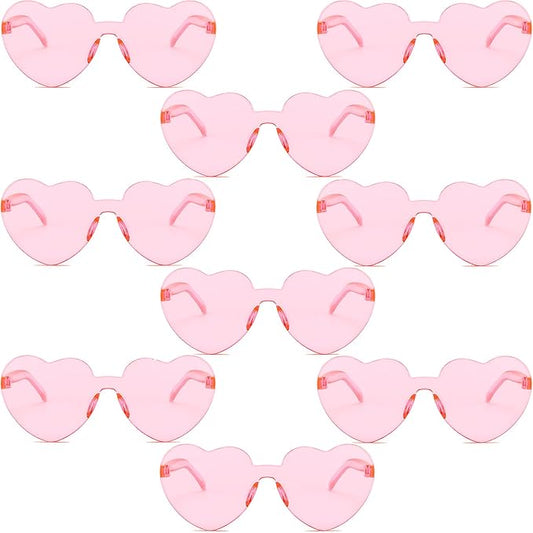 9 Pack Heart Shaped Sunglasses Rimless Heart Glasses for Bachelorette Party Birthday Decorations Party Favors