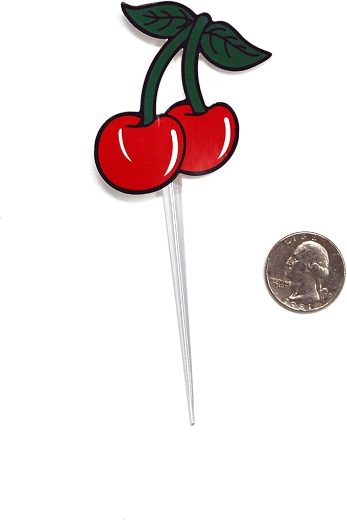 Cherry Cupcake Topper Picks for Birthday Cake Decorations
