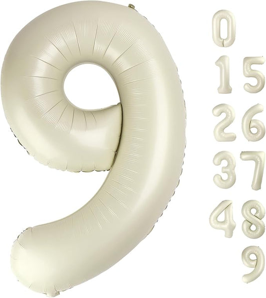 40 Inch Cream White Numbers 9 Balloon, Balloons Decorations for 9 19 90 Birthday Party, Engagement, Wedding, Graduations, Photo Shoot Supplies