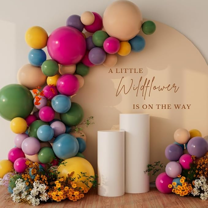 Wildflower Balloon Arch Garland kit 164pcs for Boho Bridal Shower Little Baby in Bloom Baby Shower Girls Spring Floral Daisy Birthday Party Decoration (Wildflower)
