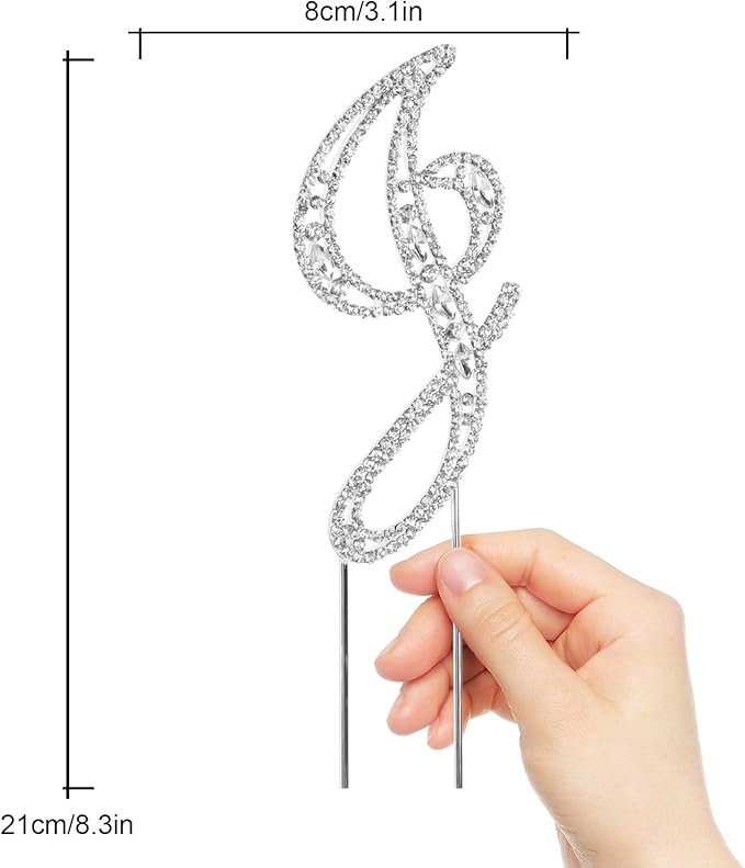 Letter J Cake Topper Rhinestone Crystal Silver Letter For Wedding or Anniversary Birthday Party Decoration Supplies