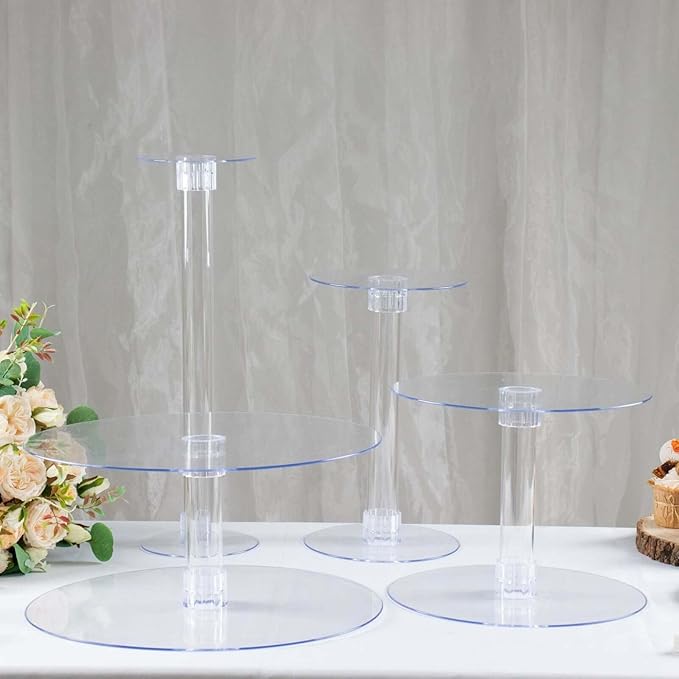 Efavormart Lovely 4 Tier Acrylic 16 inch Crystal Glass Clear Cake Dessert Decorating Stand For Birthday Xmas Party Wedding
