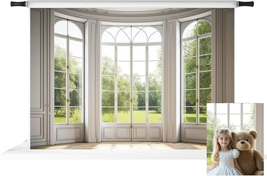 Kate 7x5ft Spring Panel Windows Scenery Backdrop for Photography Indoor White Panel Windows Background Photo Studio Props