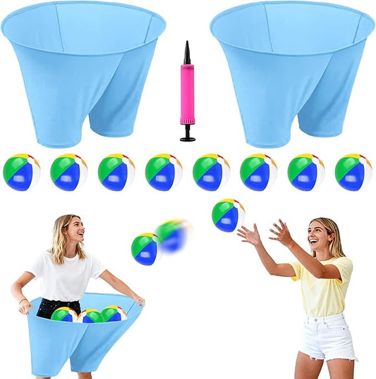 Granny Pants Game with Bouncy Balls and 1 Air Pump (Random Colors), Granny Pants Outdoor Game Baby Shower Funny Party Game for Adults & Families, Big Pants Ball Game Granny Pants Yard Game