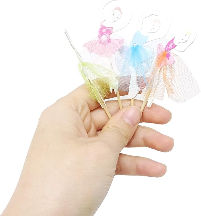 "Honbay 24PCS Double Sided Ballet Dancer Cupcake Toppers Cake Decoration Fruit Picks for Wedding, Birthday, Themed Party"