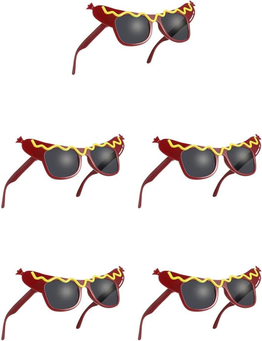 SEWACC 5pcs Funny Makeup Glasses for Dance Party Hot Dog Eyeglasses, Hot Dog Glasses, Eyeglasses for Masquerade, 7.08 x 2.75 x 5.90 Inch