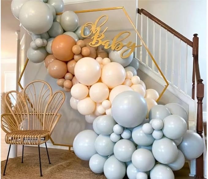 MEBAY Boho Balloons Garland Arch Kit, 146 Pcs Brown Nude White Balloons Different Sizes for Girls Baby Shower Garden Tea Party Bachelorette Birthday Wedding Decorations