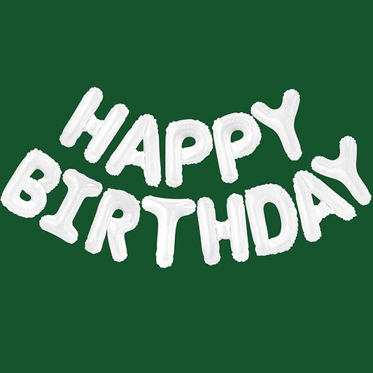 CANREVEL Happy Birthday Banner 13pcs 16 Inch Mylar Foil Letters Balloons Birthday Party Decorations for Kids and Adults - 3D White