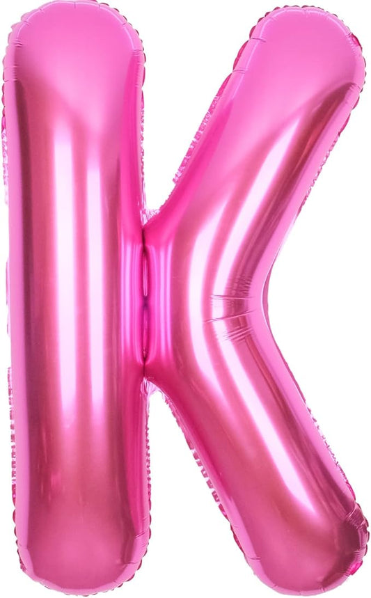 SUWEN 40 Inch Hot Pink Large K Letter Balloons Big Foil Helium Letter Balloons A-Z Jumbo Mylar Happy Birthday Party Decorations for Woman Anniversary Party Supplies