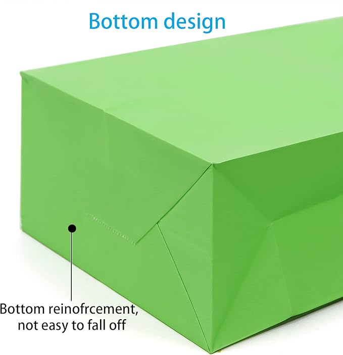 25 PCS Small Gift Bags Green Kraft Paper Bags with Handles for Party Favor (8.2 x 6 x 3.1 In)