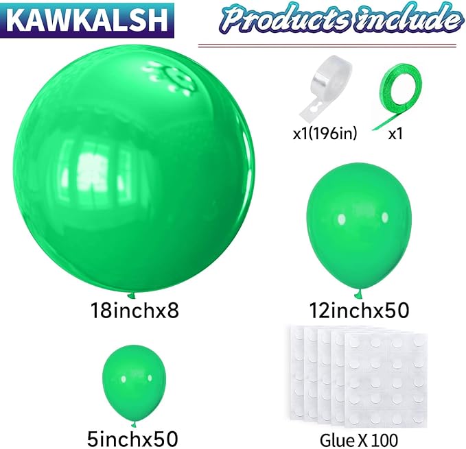 Green Balloon Arch Kit 111Pcs 18 12 5 Inch Latex Party Balloons Garland for Birthday Baby Shower Wedding Engagement Anniversary Christmas Party Decorations