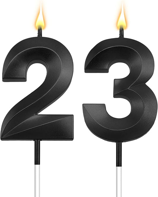 23rd Birthday Candles 23 Candles for 23rd Birthday Decorations for Boys Happy 23rd Birthday Cake Topper Black Birthday Candles Black Number Candles Happy 23rd Birthday Decorations for Girls (23)