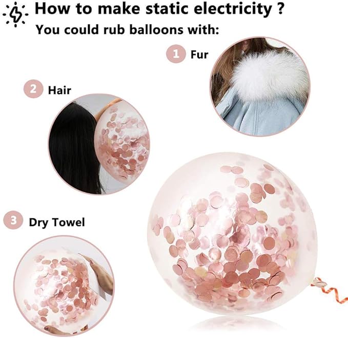 Rose Gold Confetti Latex Balloons, 50 pack 12 inch Birthday Balloons with 33 Feet Rose Gold Ribbon for Party Wedding Bridal Shower Decorations