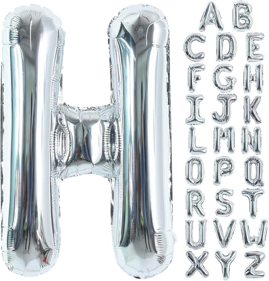 TONIFUL 40 Inch Large Silver Letter H Balloons, Foil Mylar Big Letter Balloons for 2026 New Year Eve Graduation Wedding Baby Shower Birthday Party Anniversary Supplies Decorations