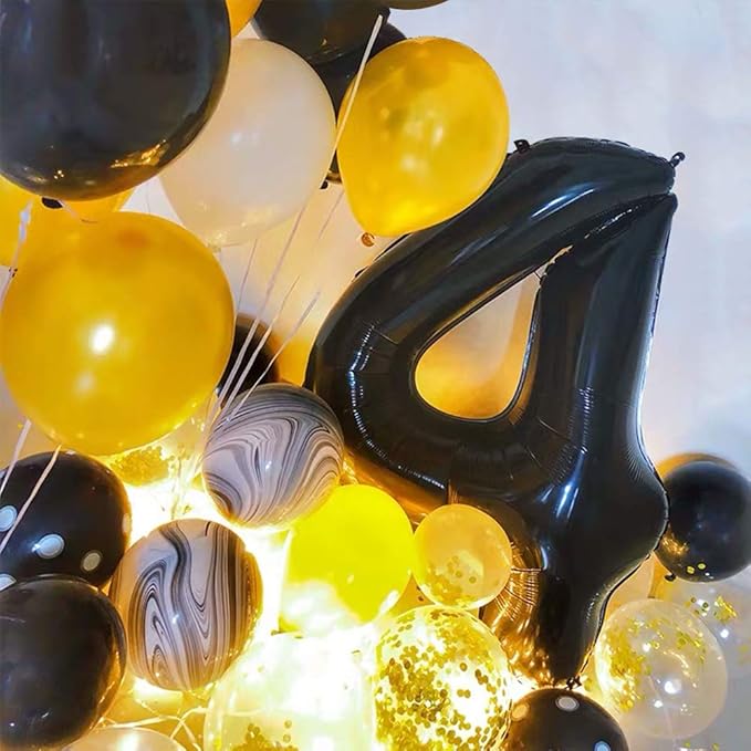 TONIFUL 40 Inch Black Large Numbers 0-9,Number 4 Digital 4 Helium Balloons,Foil Mylar Big Number Balloons for 2026 Graduation New Year Eve Birthday Party Supplies Decorations
