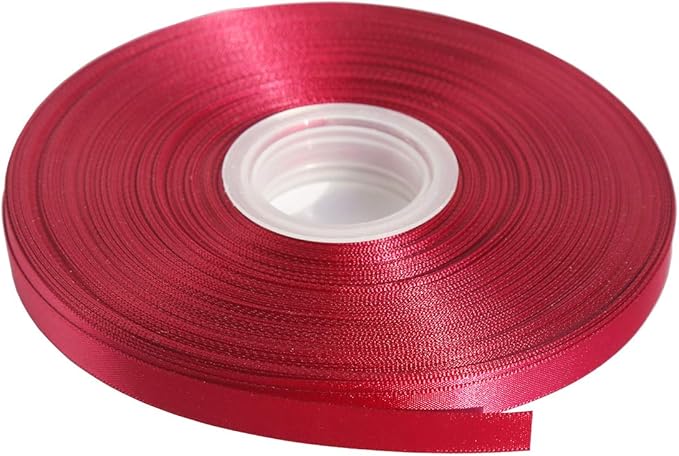ITIsparkle 1/4" Inch Double Faced Satin Ribbon 50 Yards-Roll Set for Gift Wrapping Scrap Books Party Favor Hair Braids Baby Shower Decoration Floral Arrangement Craft Supplies, Wine 275# Ribbon