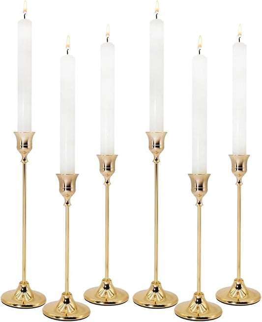 Candlestick Holders 6PCS, Metal Taper Candle Holder, Gold Vintage Candle Holders for Pillar Candles, Table Mantel Wedding Festive Decor Party Party Decor Christmas Decorations