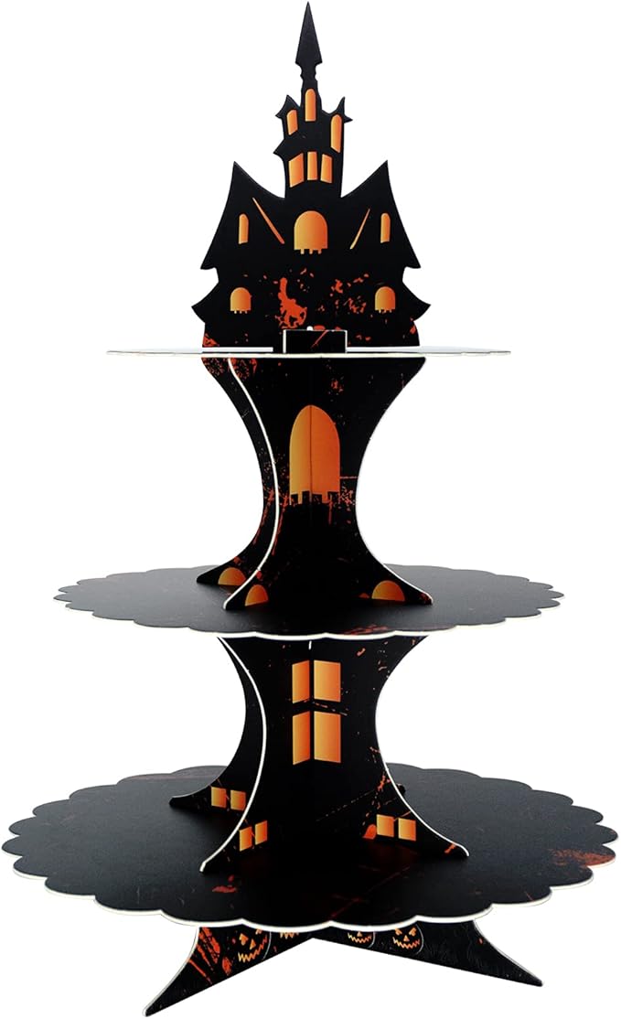 Halloween Party Supplies 3 Tier Cupcake Stand Cardboard Cake Stand Gothic Tower for Halloween Party Decorations