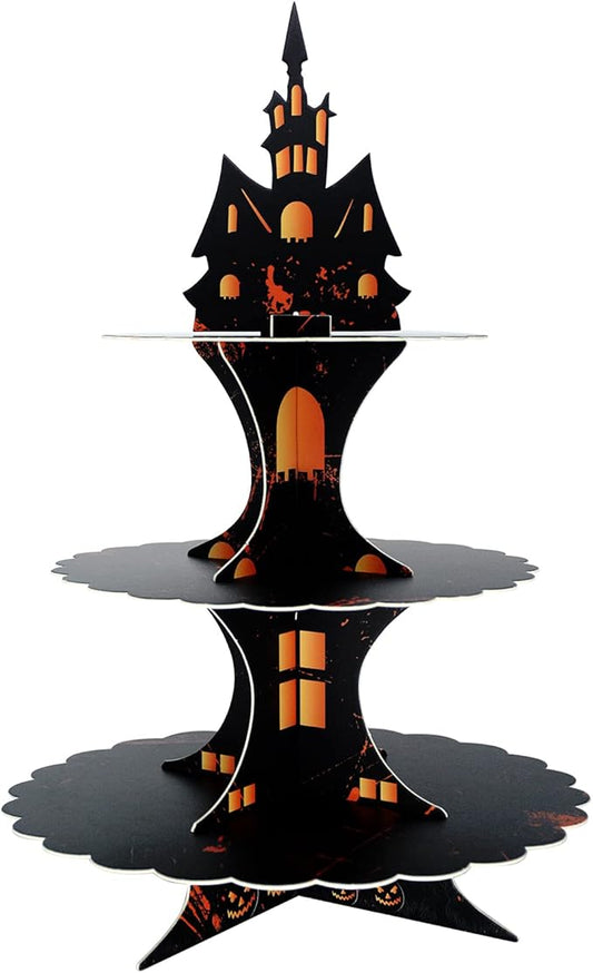 Halloween Party Supplies 3 Tier Cupcake Stand Cardboard Cake Stand Gothic Tower for Halloween Party Decorations