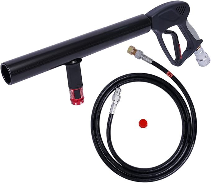 CO2 Jet Machine 16-33ft Spraying RGB LED Light CO2 Cryo Cannon Gun Stage Effect Smoke Fog Machine Club Bar DJ Effects Smoke Gun Fog Gun with 10ft Hose