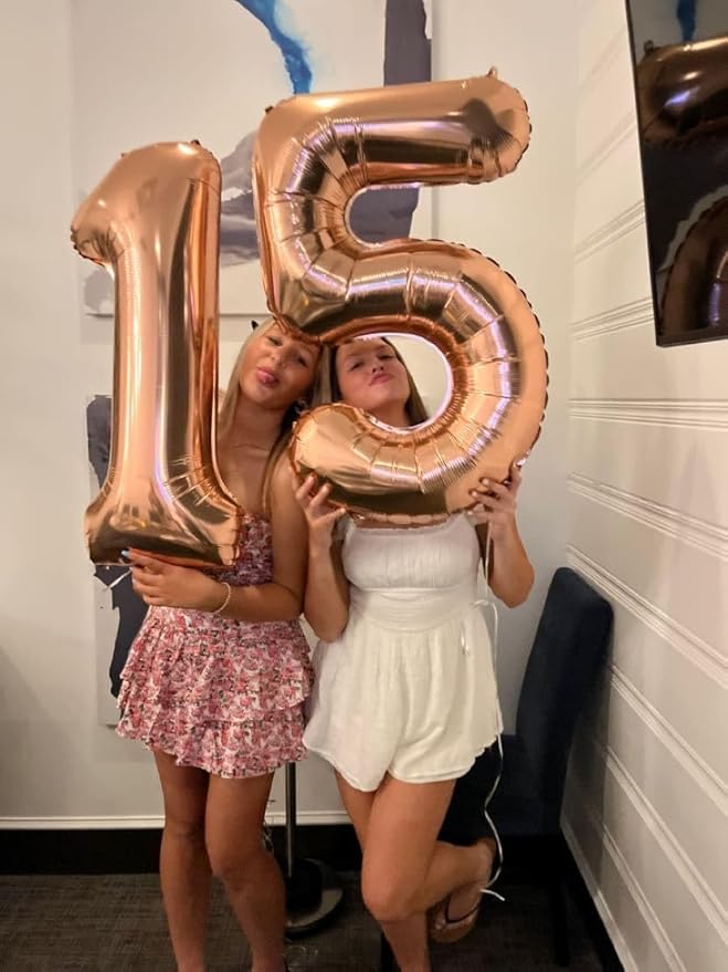 10th Number Balloon Birthday Decorations, 40 Inch Big Foil Balloon for Men & Women, Rose Gold Number Balloons for Wedding Memorial Day Birthday Aniversarry Supplies